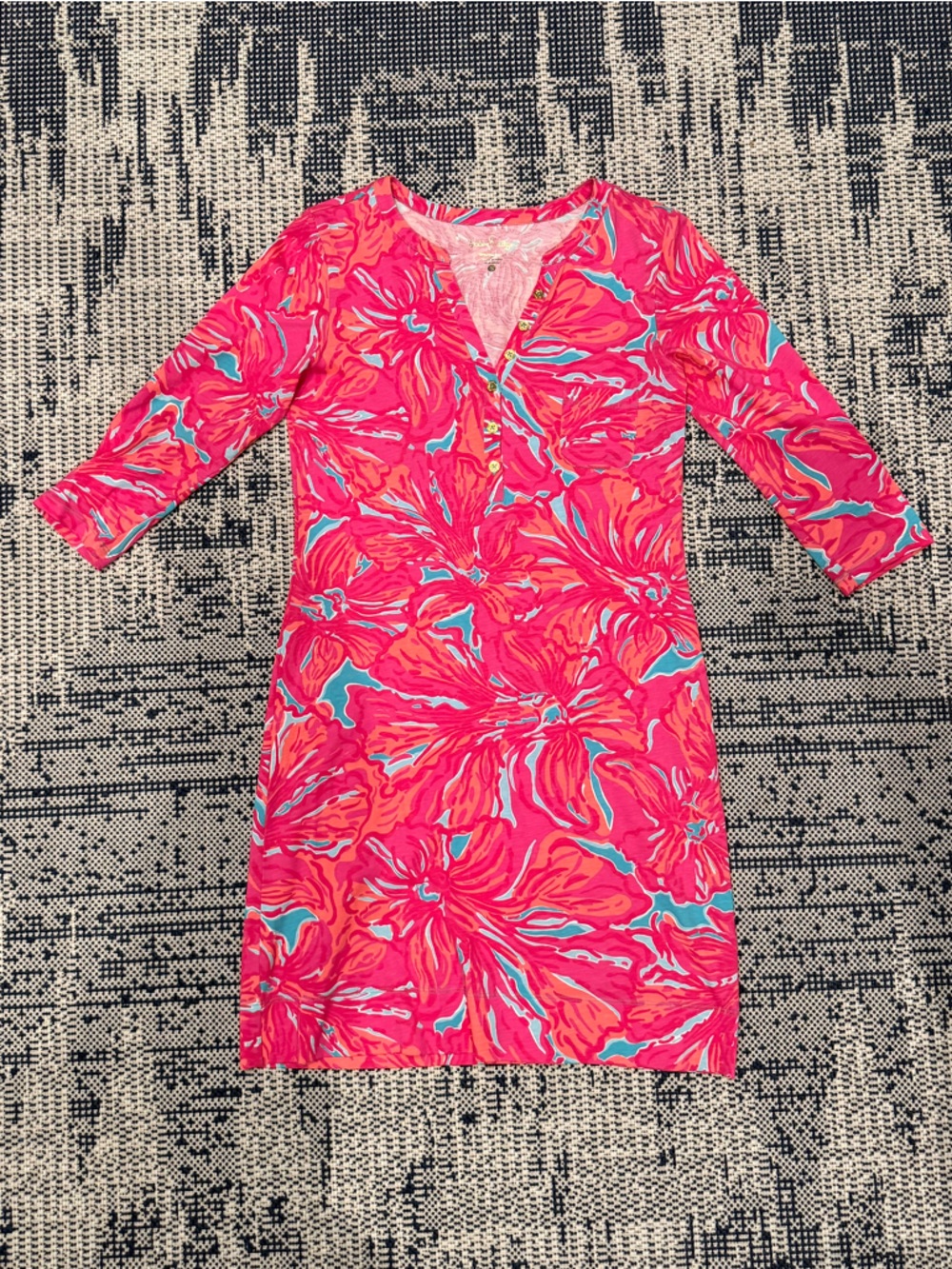 Lilly Pulitzer Hot Pink & Aqua Floral Mini Dress